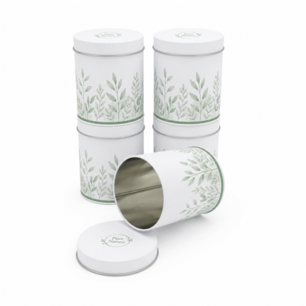 Custom Printed Round Gift Tin Box for Crafts Storage Wholesale Eco Friendly Floral Metal Packaging Container Made to Order Bulk
