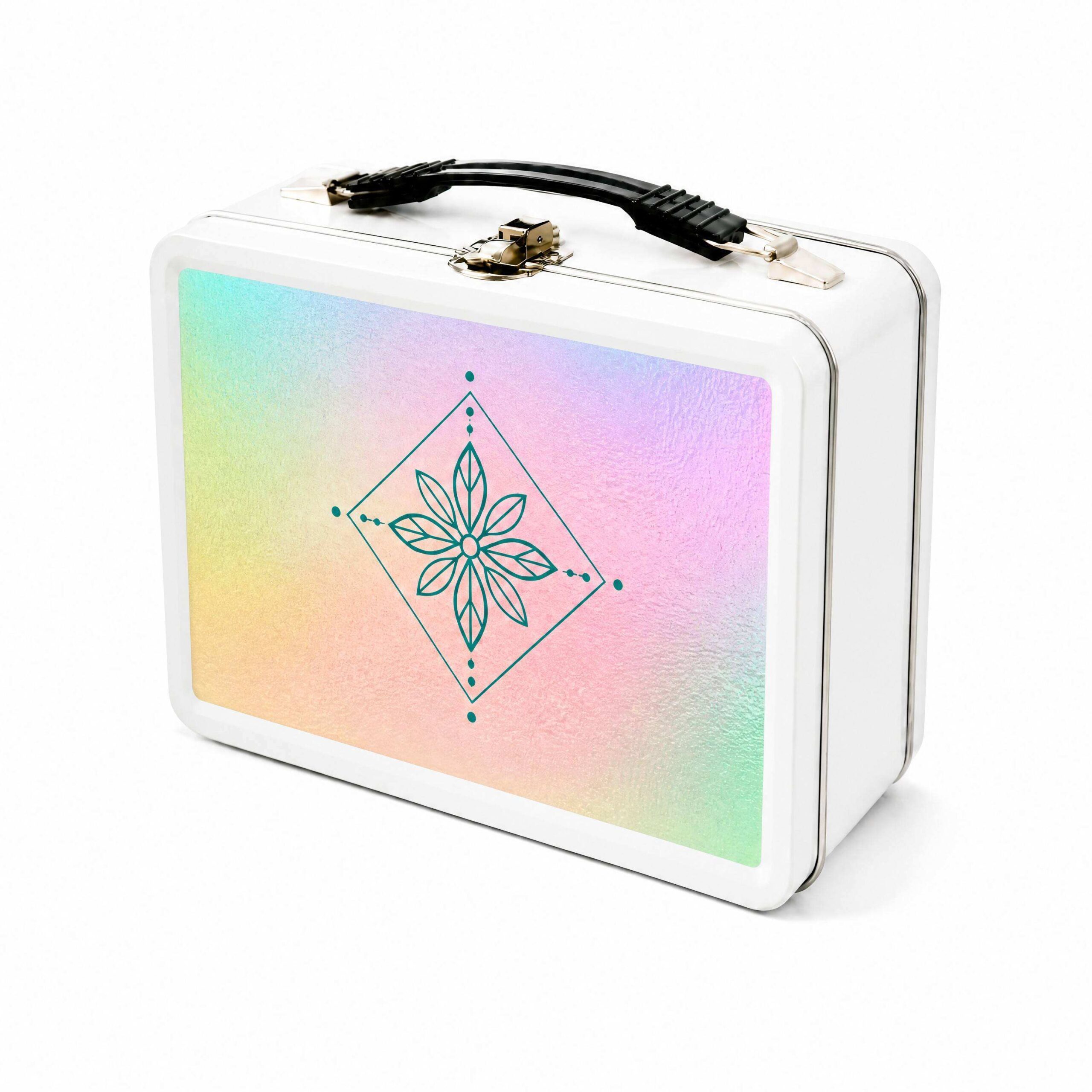 Ha62533c3f8214b0b9ad079e374418f0ay Custom iridescent white tin lunch box