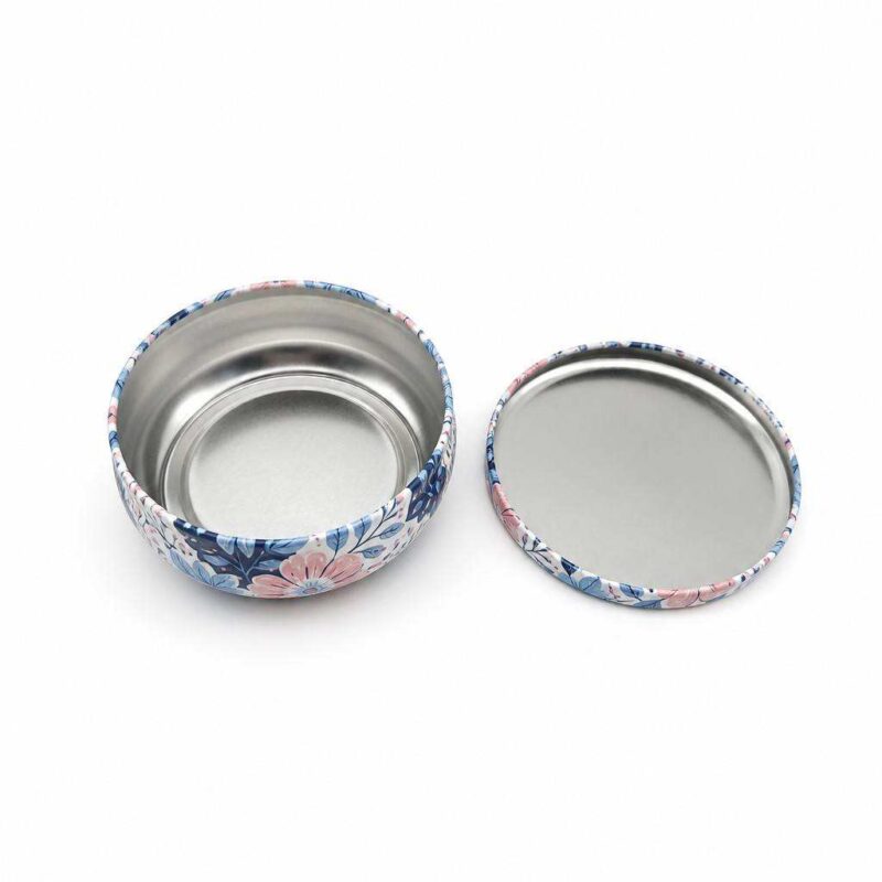 Open floral tin box