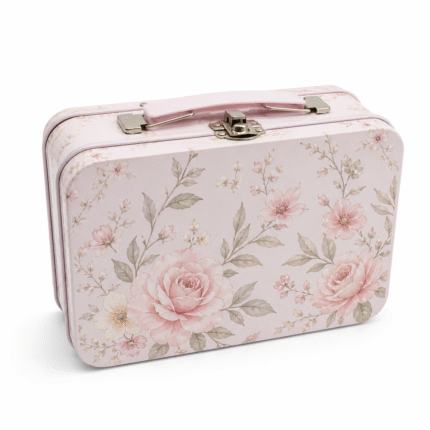 Personalized Food Grade Decorative Metal Tin Suitcase 186x141x70mm with Handle and Latch for Premium Candy Chocolate Gift Boxes