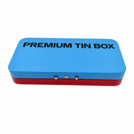 Child Resistant Tin Box 156x75x26mm Press Open Metal Case for Gummy Candy and Health Supplements Food Grade Custom Packaging
