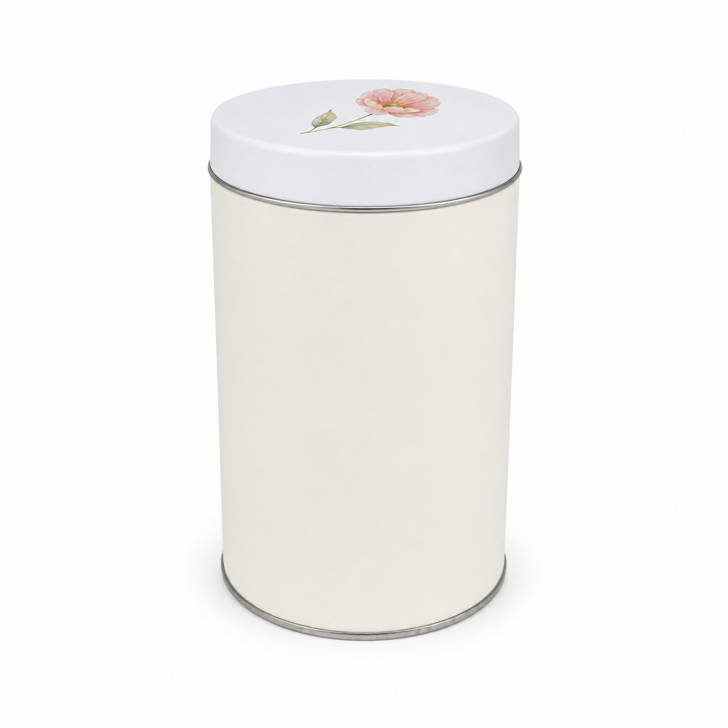Custom Round Tea Tin Box for Cookie Leaf Storage Wholesale Custom Printed Food Grade Cylindrical Metal Packaging Canister Bulk
