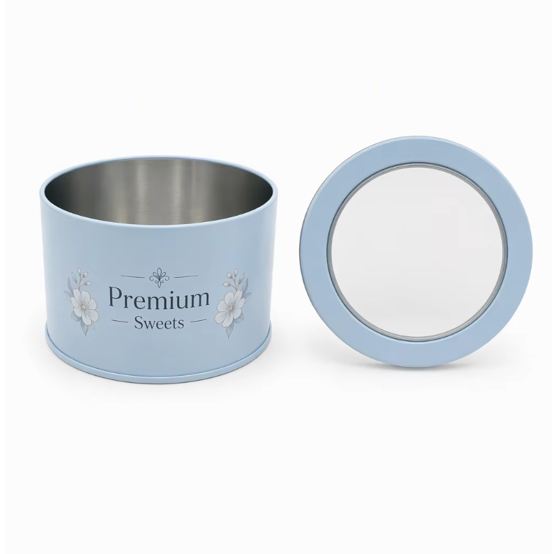 Round window metal tins