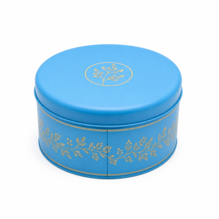 Custom branded tins with gold leaf design