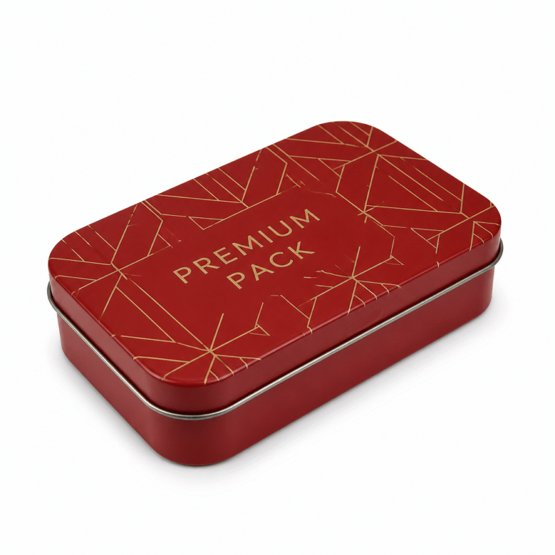 Custom Cosmetic Metal Packaging Red Geometric Design