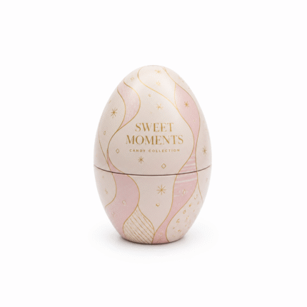 Bulk Candy Tin Boxes with elegant pink wave pattern and gold stars.