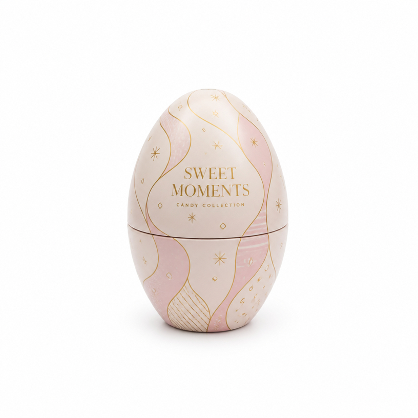 H3f2c9ffe65ac4c2b9bb8c578aa28f57ax Bulk Candy Tin Boxes with elegant pink wave pattern and gold stars.