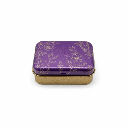 Custom Printed Metal Tin Box with Decorative Floral Design