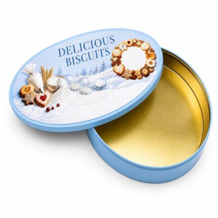 Wholesale Round Biscuit Tins with Gold Interior