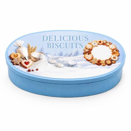 Custom Printed Christmas Cookie Tins Winter Scene