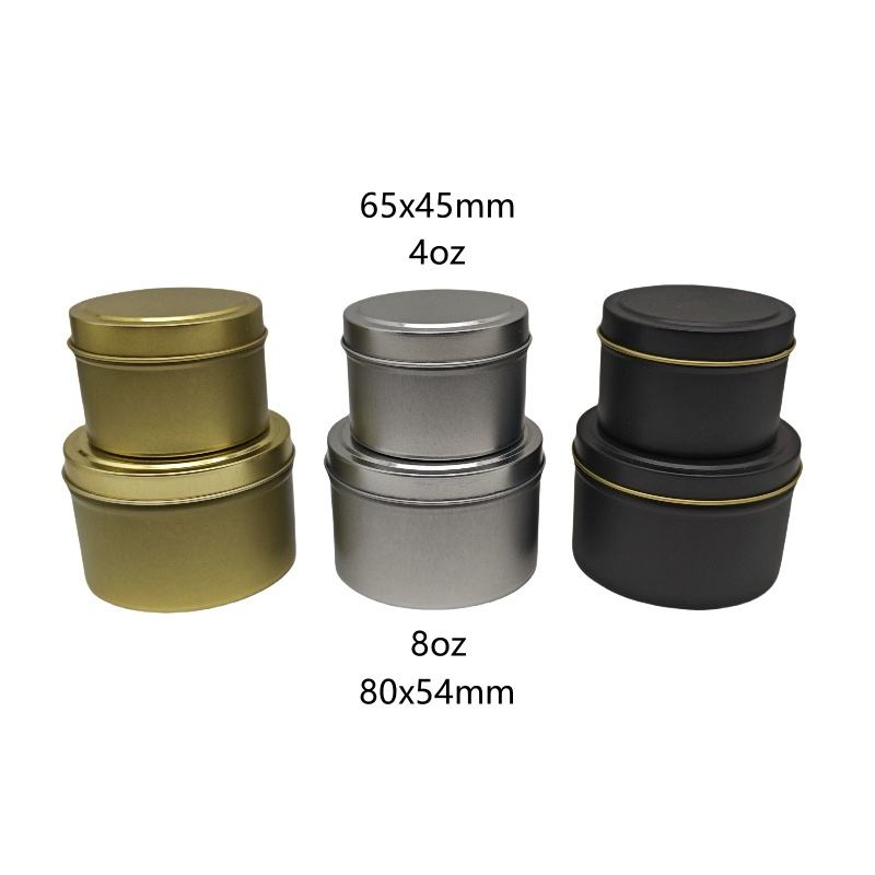 H86e599d8e4fd46ba9e4f4f39b4ec5180w Bulk Candle Containers available in multiple sizes and metallic colors.