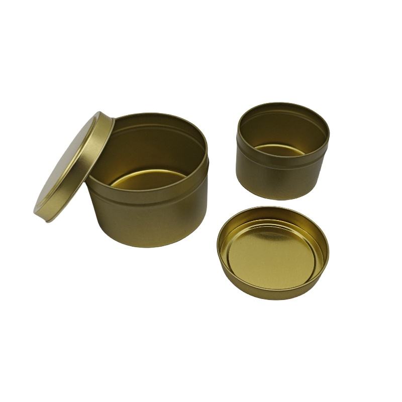 H9b0320f5bf6445bda3438eefcc648303F Wholesale Candle Tins in premium gold finish for B2B brands.