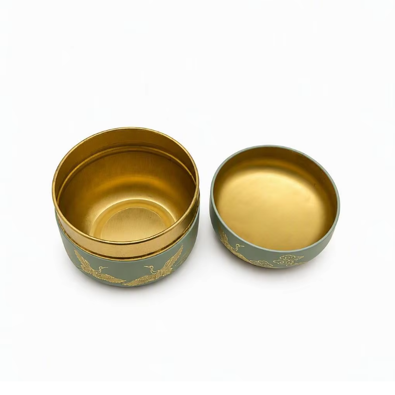 ScreenShot_2026-09-02_102650_563 Round tea gift box container shown open with gold metal interior