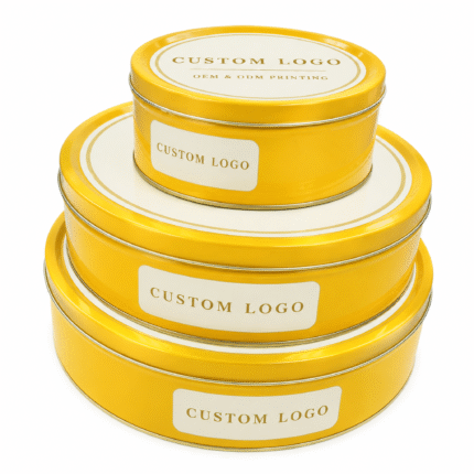 Three nesting gift tins stacked