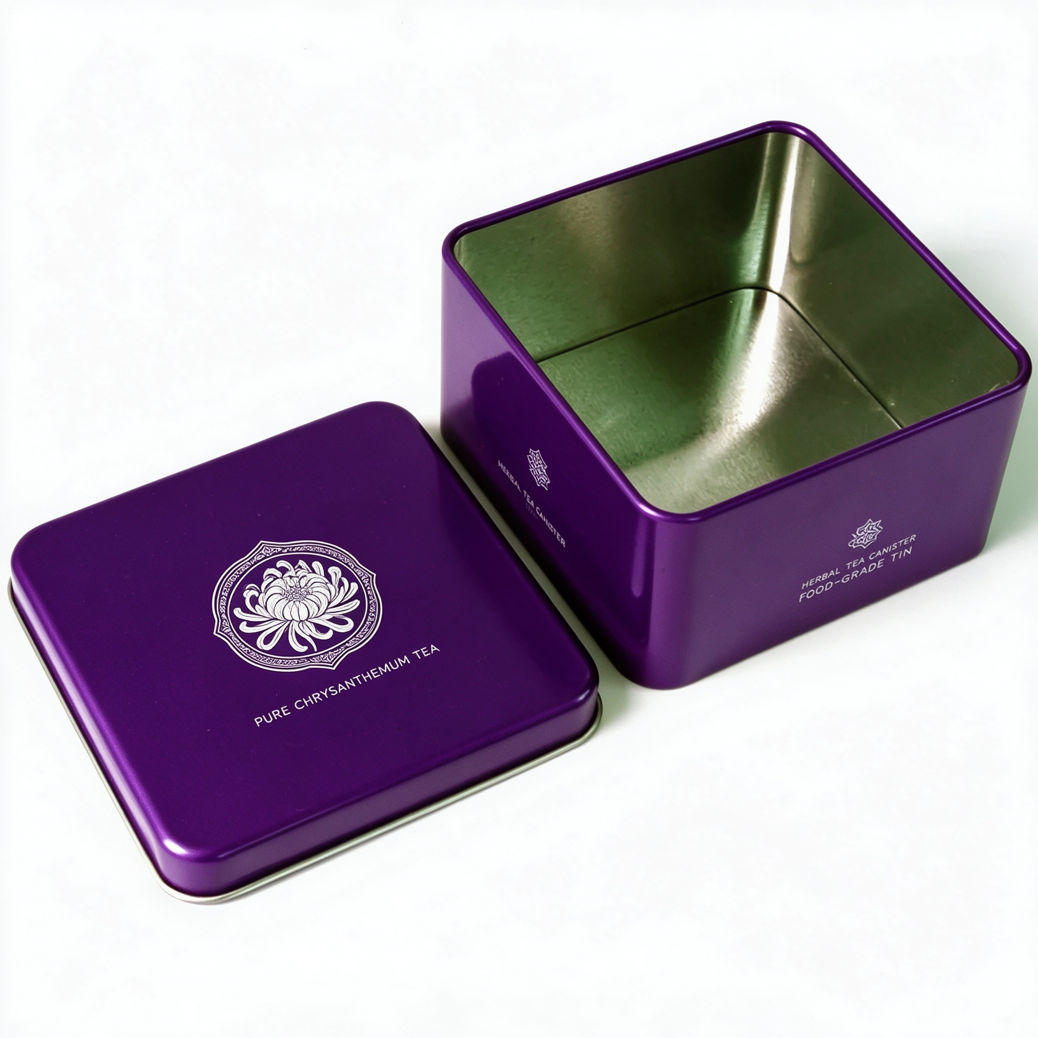 306b5285-b9bc-46c4-9ed2-7f1397294318 Tea packaging tin open view