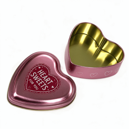Heart shaped chocolate tin interior
