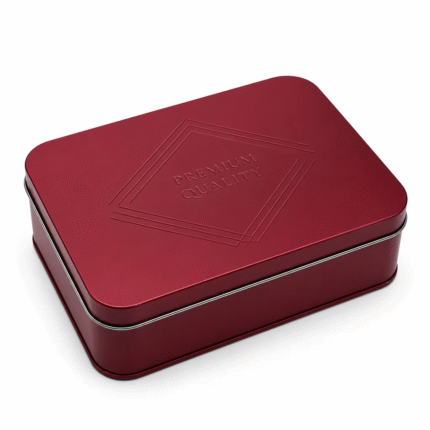 Custom embossed tin box closed