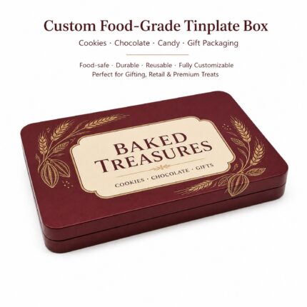 Custom Rectangular Bakery Tin for Cookies and Chocolate