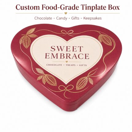 Large heart chocolate tin closed