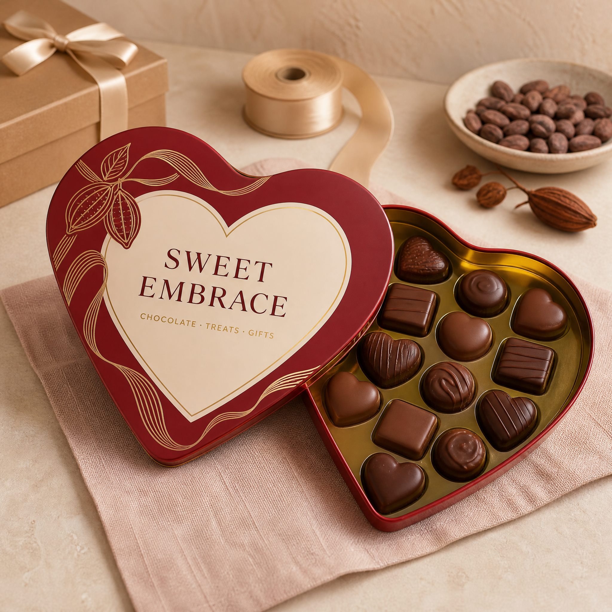 巧克力礼赠场景图 Valentine chocolate gift tin