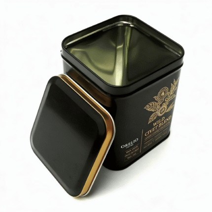 Metal coffee container open
