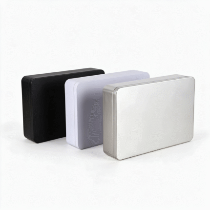 Rectangular metal tins in colors