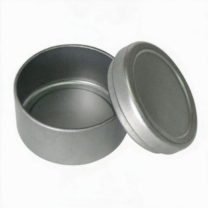 Silver round tin empty with lid