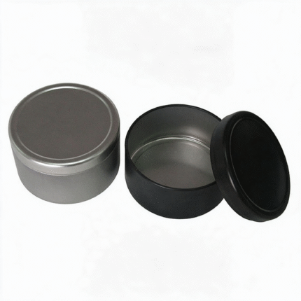 Black and silver candle tins