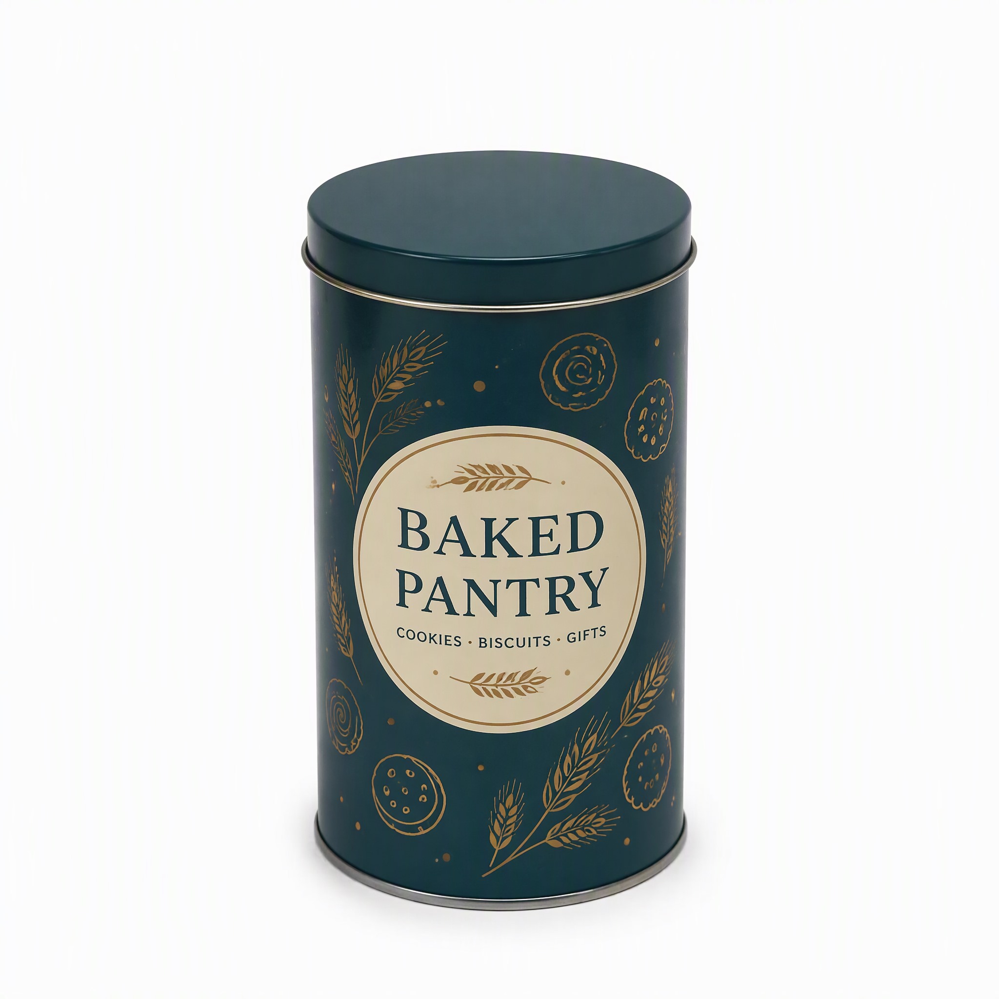 纯白底闭合首图 Printed bakery tin canister